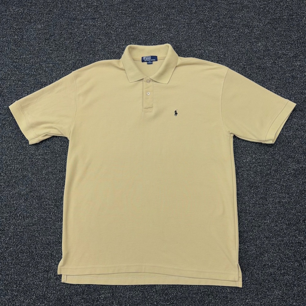 Polo Ralph Lauren Mens XXL Tan Beige Short Sleeve Pique Polo Shirt Made in USA